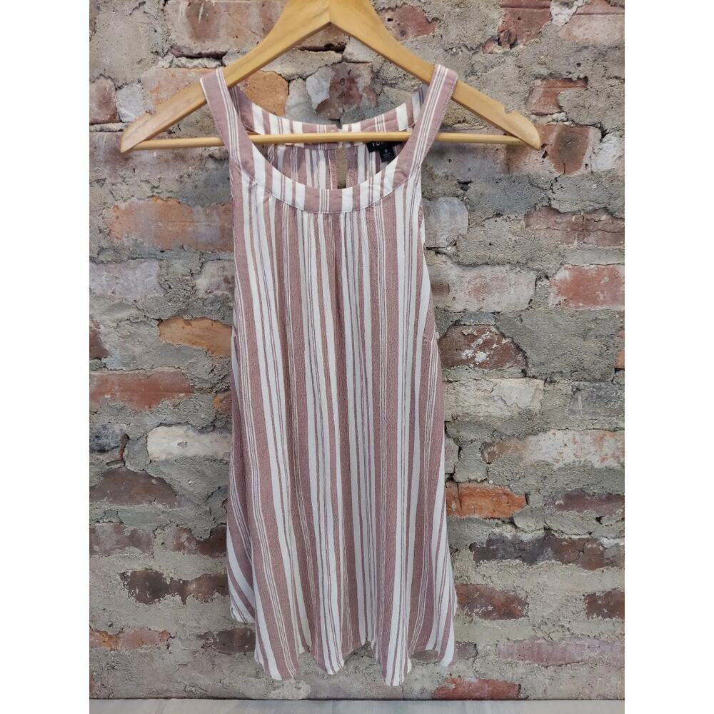 Torrid Womens Tank Top Blouse Size 0 L Pink White Striped Sleeveless Keyhole